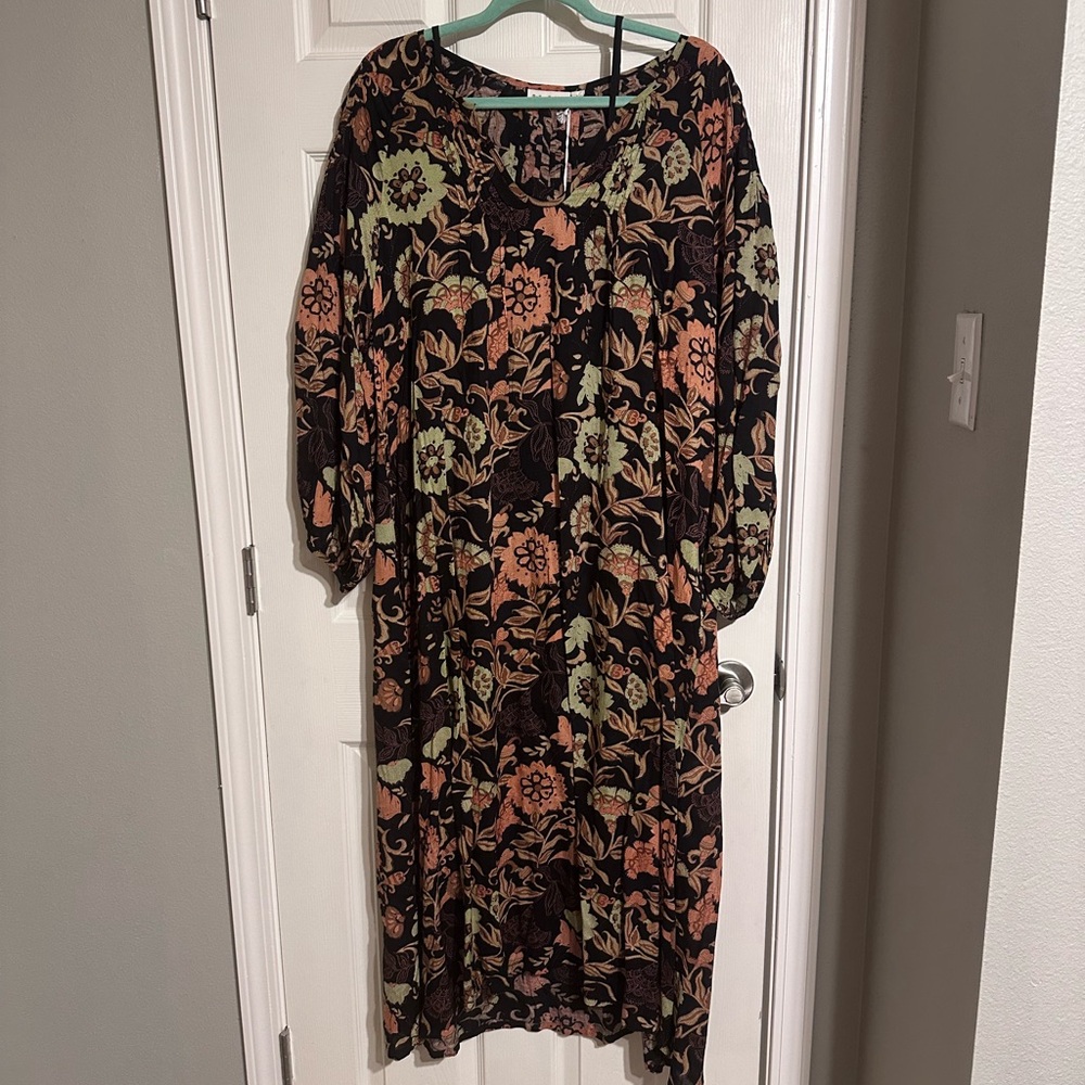 Roller Rabbit Black Floral Long Sleeve Dress